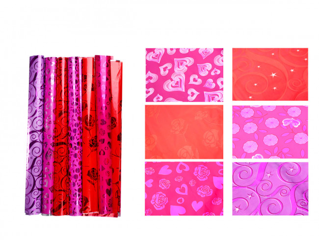 Бумага подар. металлизированная с узором, 50х70 см, 10 цветов ассорти, ассорти дизайнов, ОПП-упаковка
