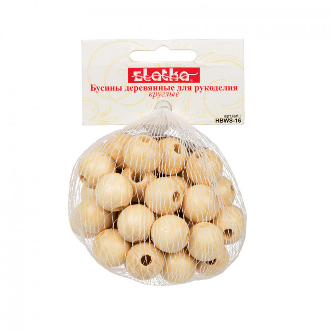 Бусина 16мм 50шт ± 3шт св.дерево, Zlatka/HBWS-16