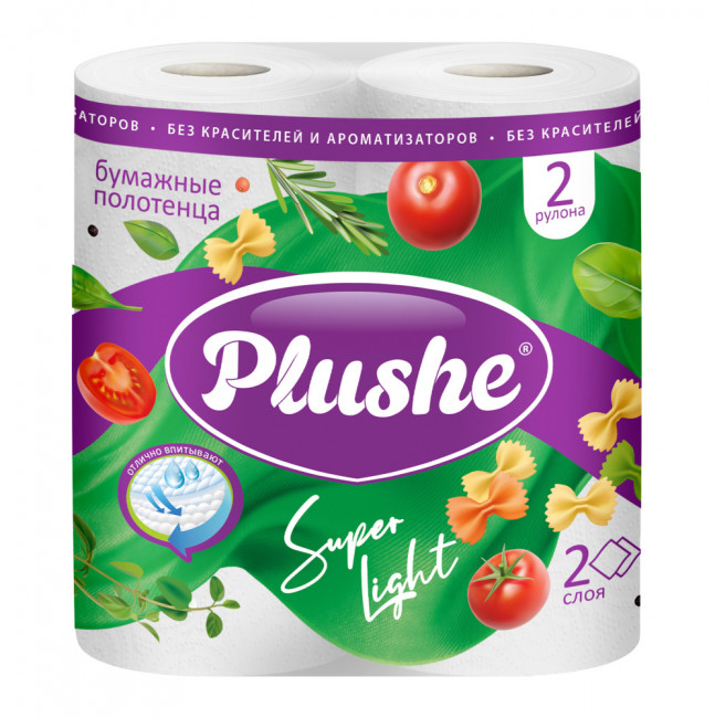 Полотенце бумажное 2 рулона*10м, 2 слоя, белые, Super Light Plushe (12) Полотенце бумажное 2 рулона*10м, 2 слоя, белые, Super Light Plushe (12)