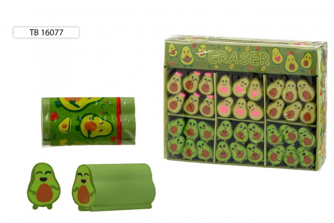 Ластик: "АВОКАДО"; мягкий, фигурный-цилиндрической формы, зеленого цвета,  4,8*2,5см. Basir (36)