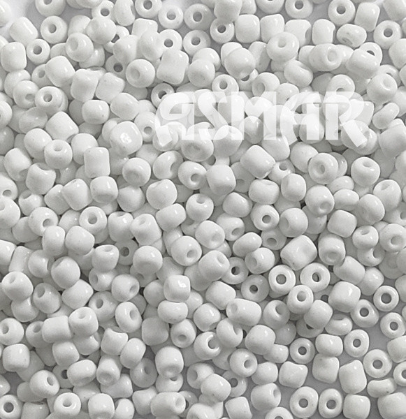 Бисер "ASMAR" размер №6, вес: 450 г, белый глянцевый, непрозрачный