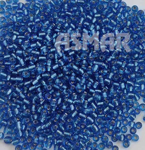 Бисер "ASMAR" размер №8, вес: 450 г, синий, внутреннее серебрение