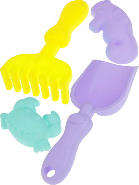 Песочный набор "Прибой" (лопатка,грабли,2 формочки), Рыжий Кот/ИК-0510