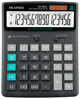 Калькулятор настольный 16-разрядный, большой, чёрный, размер: 155 x 202 x 35 мм (Skainer) (10)