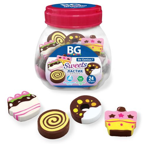 Ластик "SWEETS", фигурный, термопластичная резина, ассорти, пластиковая туба BG  (24)