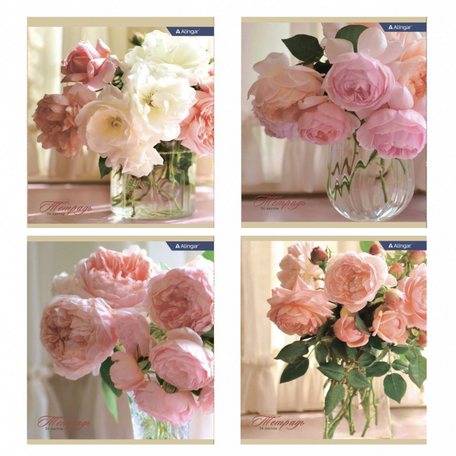 Тетрадь А5 36л клетка "Нежный букет" скрепка, мелованный картон, AL7920 (12/72) Тетрадь А5 36л клетка "Нежный букет" скрепка, мелованный картон, AL7920 (12/72)