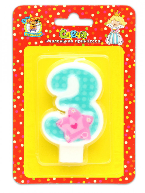 Свеча для торта "Маленькая принцесса". Цифра "3" С-0437