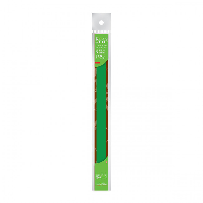 Бумага для квиллинга 5мм, 120г/м2, 100 полос, темно-зеленая, BV/2-080/04
