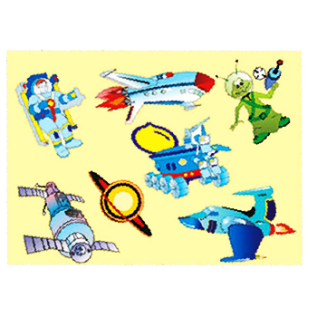 Трафарет-раскраска в АССОРТИМЕНТЕ 12 видов, пакет (60) (ТР-10, КОСМОС), ТР