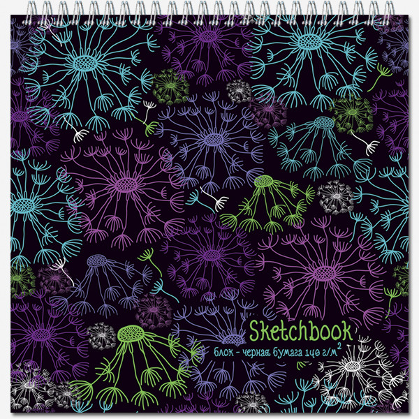 Блокнот-скетчбук QUADRO SUPERBIG BLACK 140 20л., 280х280, мет.греб. , Notturno 140г/м2