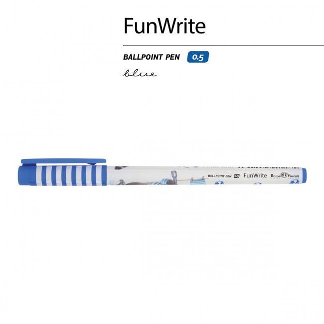 Ручка шариковая 0,5мм синяя "FunWrite. Lolipop. Енот-морячок", BV 20-0212/72 (24)
