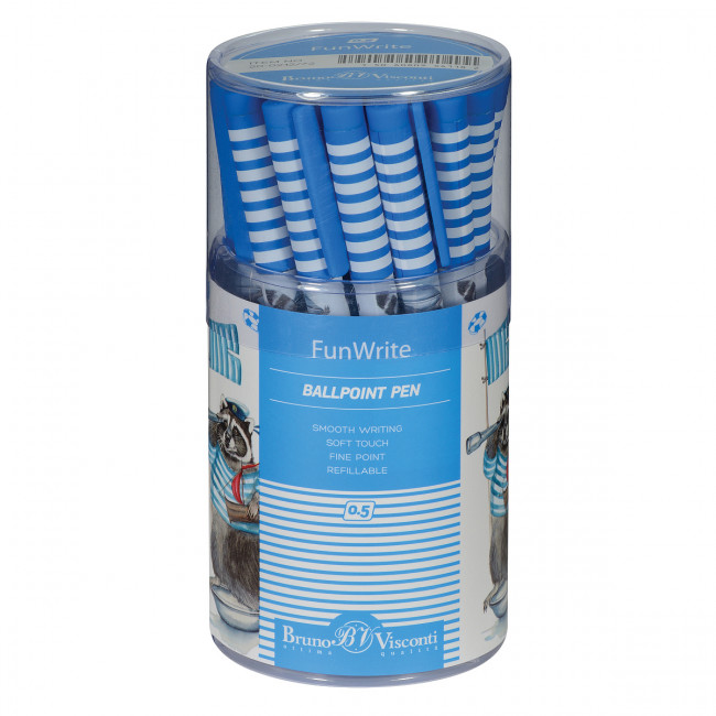 Ручка шариковая 0,5мм синяя "FunWrite. Lolipop. Енот-морячок", BV 20-0212/72 (24)