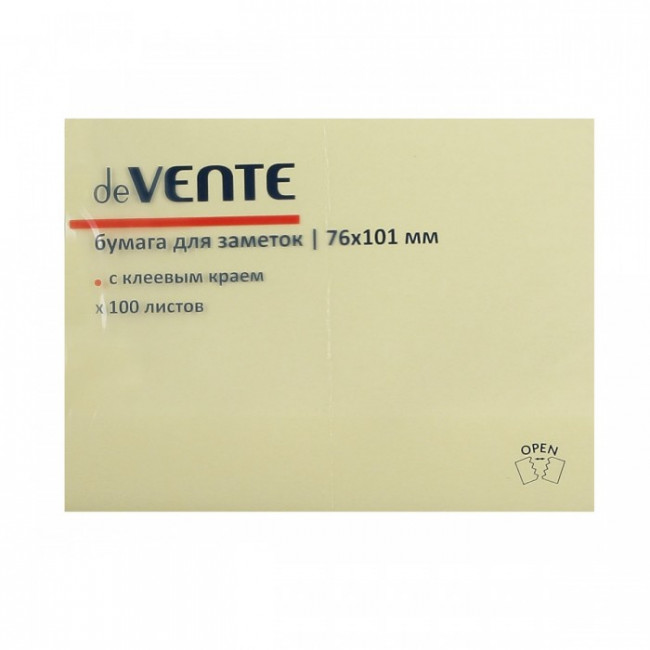 Стикер 76*101мм 100л желт DeVente/12
