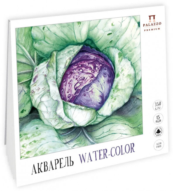 Планшет для акварели 140х140мм 350г/м2 "Огород" 15л, ПЛ-1388 (5)