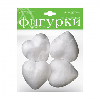 Пенопластовые фигурки 60мм "Сердечки", 4шт, BV/2-204/04