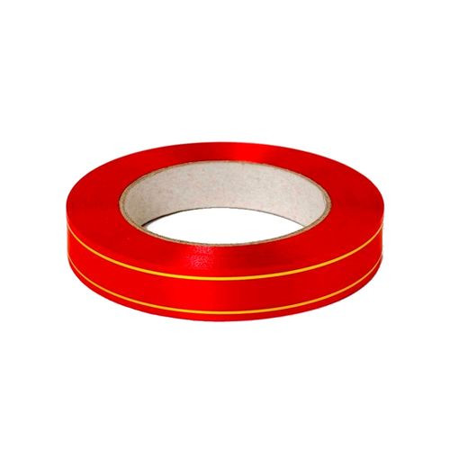 Лента полипроп. 1,8 см х 15 ярд (13,7 м) с золотой полосой красная