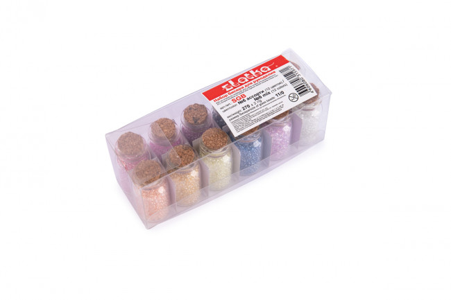 Набор бисера для рукоделия ассорти прозр. с цвет.отверстием, Zlatka/ SGB №6