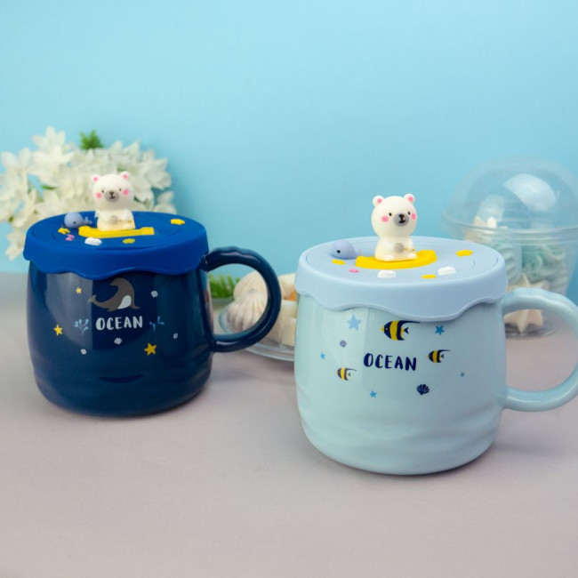 Кружка "Океан" с крышечкой  450 мл *