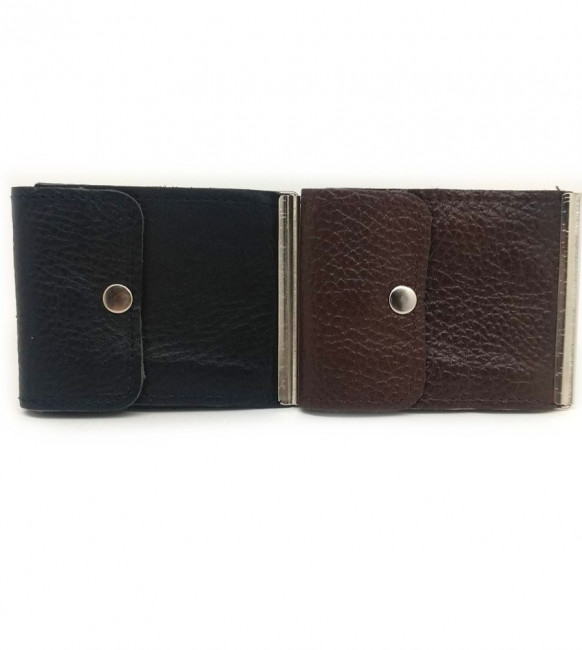 Зажим для денег из нат.кожи  гладкий