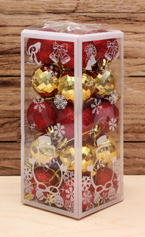 Набор ёлочных шаров 20 шт Весёлый праздник!,4 см, красный,золотой НУ-0467