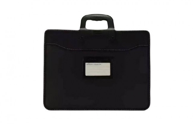 Сумка портфель для документов  380*300*85мм, ПВХ, на молнии, черная, Cobest/HB418