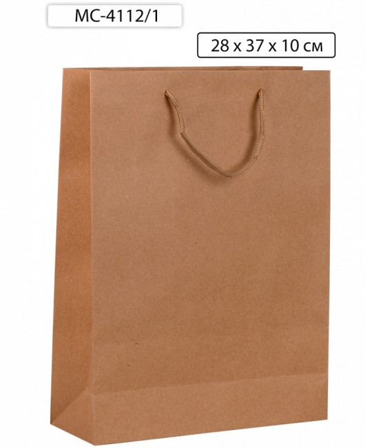 Подарочный пакет 28*37*10см крафт, без рисунка, Basir/МС-4112/1 (20)