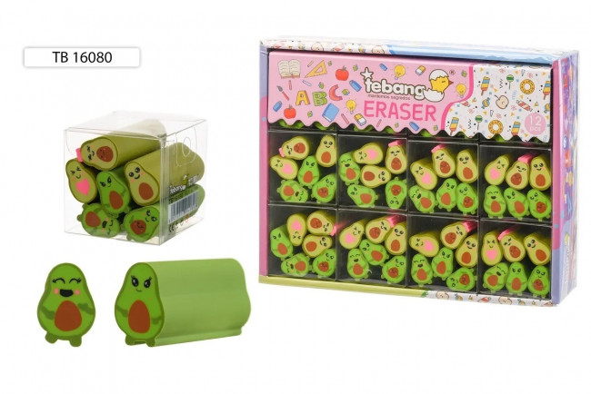 Ластик: "АВОКАДО"; мягкий, фигурный-цилиндрической формы, зеленого цвета, 4,8*2,0см, Basir (72)