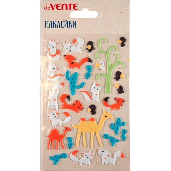 Набор наклеек из фетра для творчества "Fox & Camel" 9,5x15 см, самоклеящиеся, deVENTE/8002263