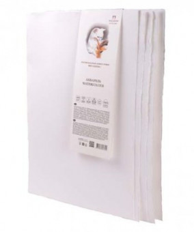 Бумага акварельная белая 300гр, 100% хлопка, 350х500,  5л /5/