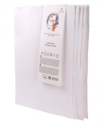 Бумага акварельная белая 300гр, 100% хлопка, 350х500, 5л /5/ Бумага акварельная белая 300гр, 100% хлопка, 350х500, 5л /5/
