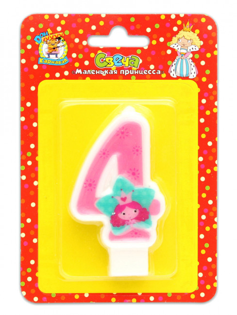 Свеча для торта "Маленькая принцесса". Цифра "4" С-0438
