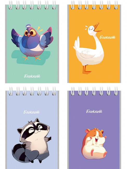 Блокнот А7 40л клетка "Забавные животные - 8", на гребне, Проф-Пресс/Б40-9334 (16)