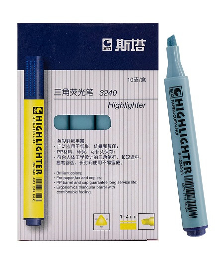 Маркер выделитель 1-4мм голубой 3240-3, неон, скошенный, трехгранный,  WSTA-6/2  (10/10/100)