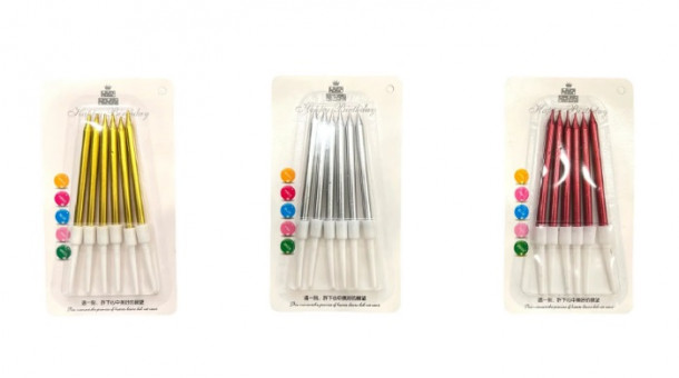 Свечи для торта "Металлическое ассорти" с подставкой, Магистр/MAG-X-9/221348 (100)