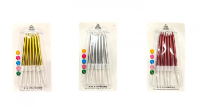 Свечи для торта "Металлическое ассорти" с подставкой, Магистр/MAG-X-9/221348 (100)