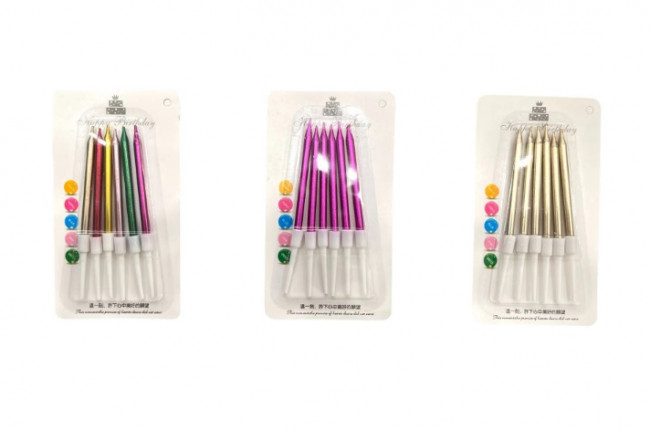 Свечи для торта "Металлическое ассорти" с подставкой, Магистр/MAG-X-9/221348 (100)