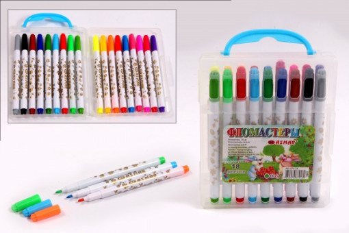 Фломастеры 18 цветов  в палстиковом пенале NEW AR-976-18 (30)
