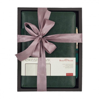 Подарочный набор: недатированный ежедневник А5 "Polo new"+ ручка, зеленый, BV/3-515/08-2