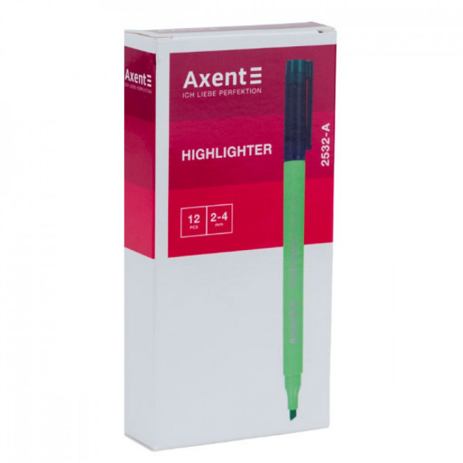 Маркер 2-4мм клиноп. зеленый, 2532-A Highlighter AXENT/2532-04-A