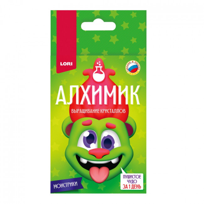 Выращивание кристаллов. Алхимик. Монстрики "Зеленый", LORI/Крп-003