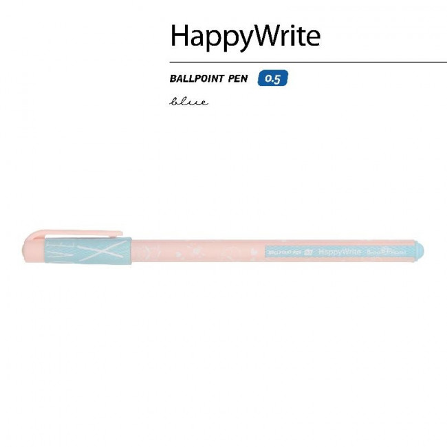 Ручка шариковая 0,5мм синяя «HappyWrite. Зефирные животные Лисички», BV/20-0215/55 (24)