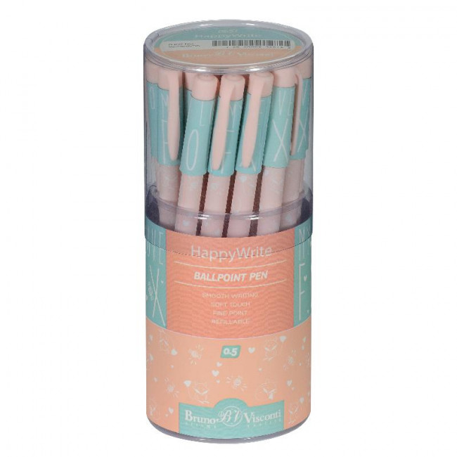 Ручка шариковая 0,5мм синяя «HappyWrite. Зефирные животные Лисички», BV/20-0215/55 (24)