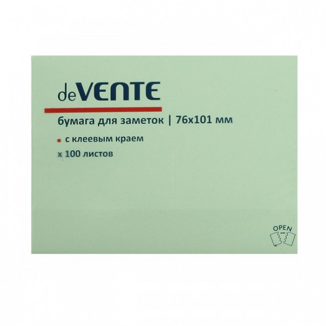Стикер 76*101мм 100л зелен DeVente/12