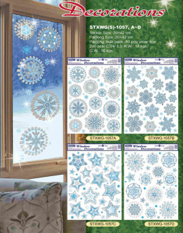НАКЛЕЙКИ ДЕКОРАТИВНЫЕ, DARLENS «БРОНЗОВО-ГОЛУБЫЕ СНЕЖИНКИ», 300Х420 ММ, АССОРТИ