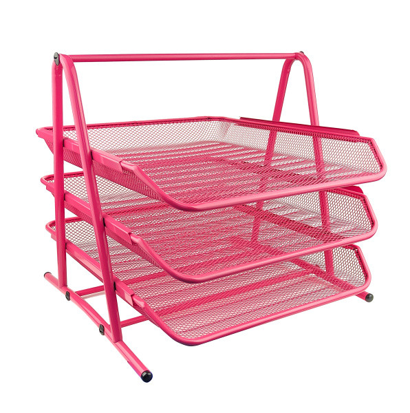 Лоток горизонтальный металлический на 3 яруса, розовый, Asmar/AR-2003 (12) Лоток горизонтальный металлический на 3 яруса, розовый, Asmar/AR-2003 (12)