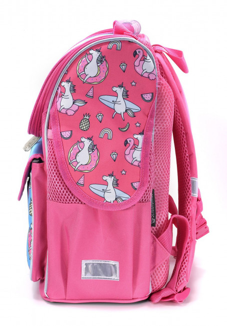 Рюкзак Schoolformat BASIC Unicorn 15 л голуб. 36х26х20 жестк. каркас 1 отд. молния д/девочек