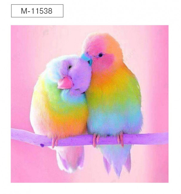 Алмазная мозаика 25х25см "ЦВЕТНЫЕ ПОПУГАЙЧИКИ, Mazari