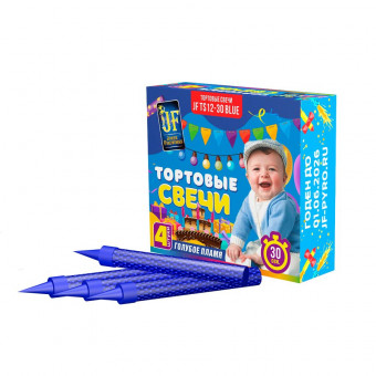 Свечи Фонтан 30сек 12,0см настольный, 4шт, голубой, Микрос/джТS12-30Г