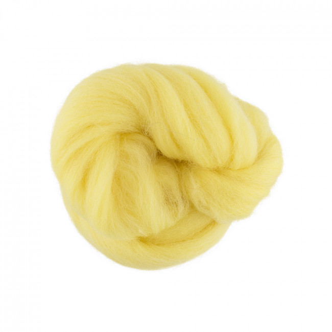 Шерсть для валяния 50г 100% полутонкая шерсть, лимон, Gamma/TFS-050 №1340