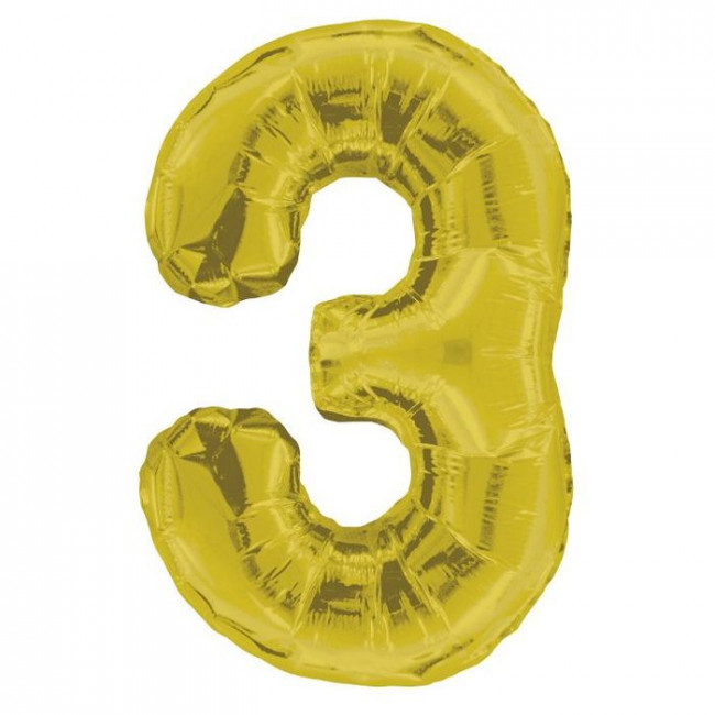 Шар ЦИФРА 3 40" золото /Gold /102 см/К